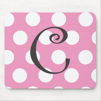 Dotted Light Pink Mousepad Initial "C"