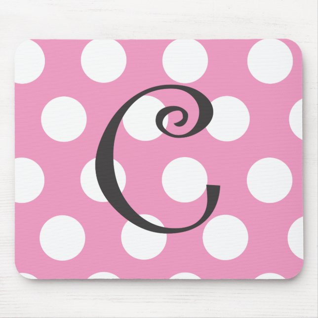 Dotted Light Pink Mousepad Initial "C" (Front)