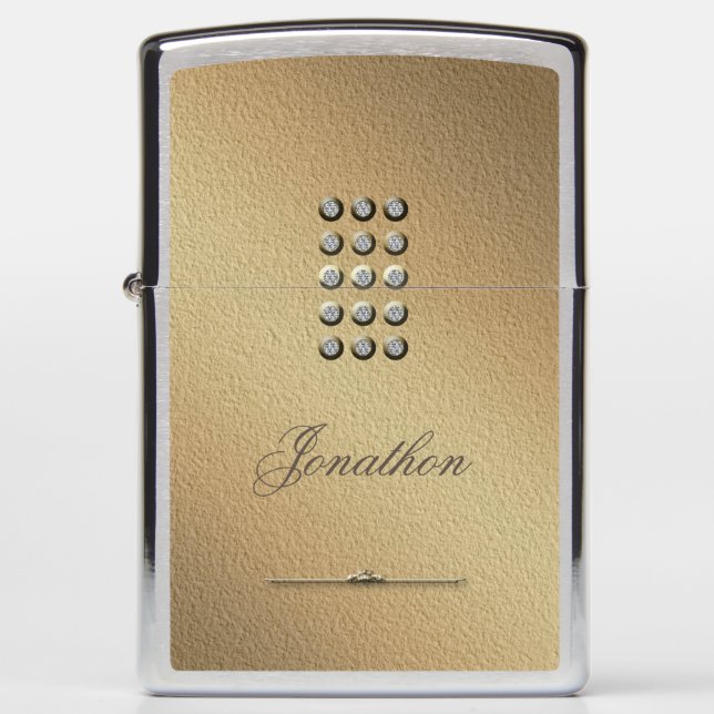 Dotted Line Gold Zippo Lighter (Front)