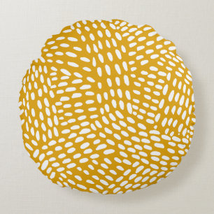 Dotted lines burnt yellow pattern round pillow