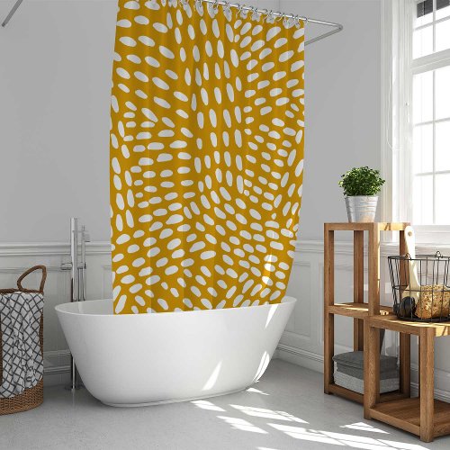 Dotted lines burnt yellow pattern shower curtain