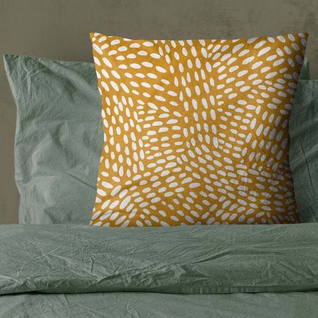 Dotted lines burnt yellow pattern throw pillow (Creator Uploaded)