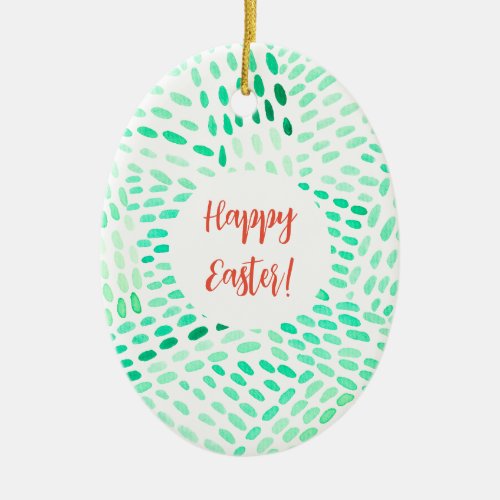 Dotted lines green pattern Easter Ceramic Ornament