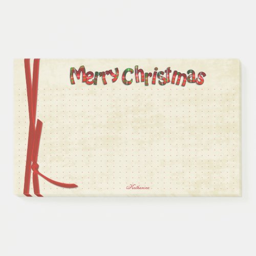 Dotted  Merry Christmas Tartan Pattern Typography Post_it Notes