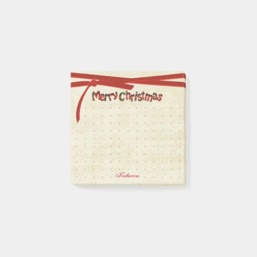 Dotted Merry Christmas Tartan Pattern Typography Post_it Notes
