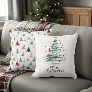 Dotted Minimalist Brushstroke Christmas Tree