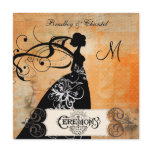 Dotted Orange Sherbet Silhouette Bride Invitation