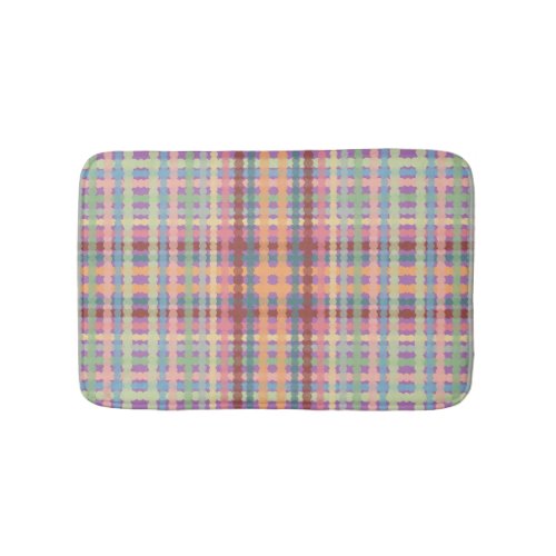 Dotted Pastel Plaid Pattern  Bath Mat