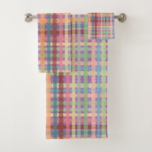 Dotted Pastel Plaid Pattern  Bath Towel Set