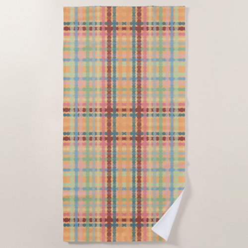 Dotted Pastel Plaid Pattern  Beach Towel