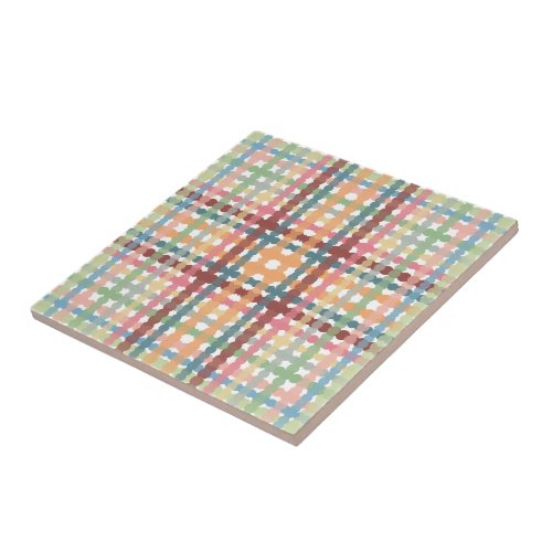 Dotted Pastel Plaid Pattern  Ceramic Tile