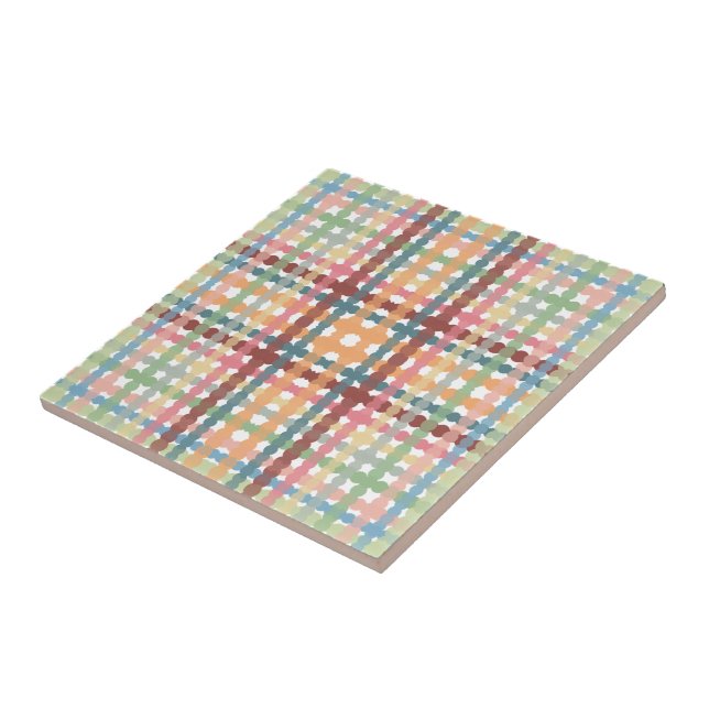 Dotted Pastel Plaid Pattern  Ceramic Tile (Side)