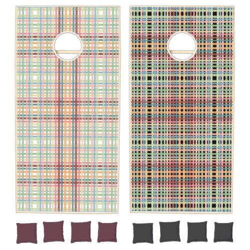 Dotted Pastel Plaid Pattern Cornhole Set