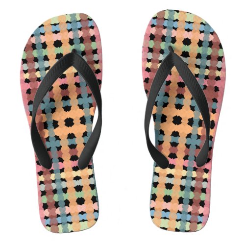 Dotted Pastel Plaid Pattern Flip Flops