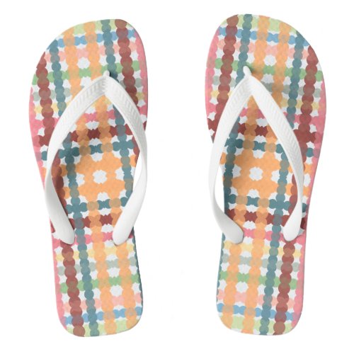 Dotted Pastel Plaid Pattern Flip Flops