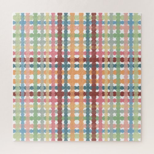 Dotted Pastel Plaid Pattern  Jigsaw Puzzle