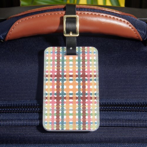 Dotted Pastel Plaid Pattern Luggage Tag