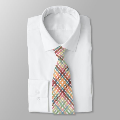 Dotted Pastel Plaid Pattern  Neck Tie