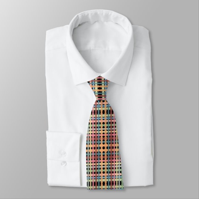 Dotted Pastel Plaid Pattern  Neck Tie (Tied)