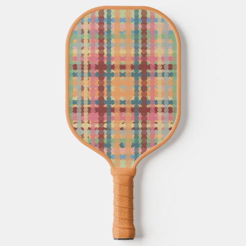 Dotted Pastel Plaid Pattern Pickleball Paddle