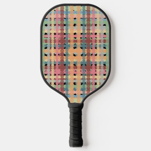 Dotted Pastel Plaid Pattern Pickleball Paddle