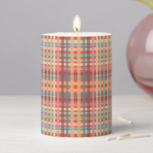 Dotted Pastel Plaid Pattern  Pillar Candle