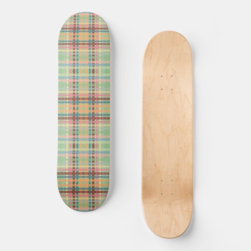 Dotted Pastel Plaid Pattern  Skateboard