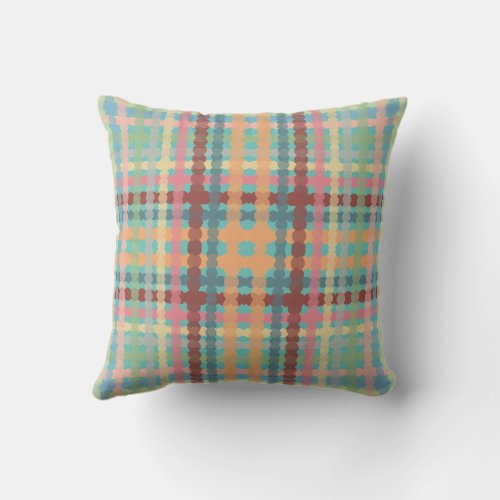 Dotted Pastel Plaid Pattern  Throw Pillow