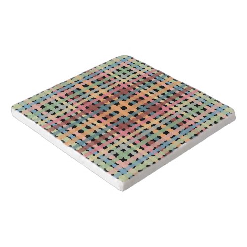 Dotted Pastel Plaid Pattern  Trivet