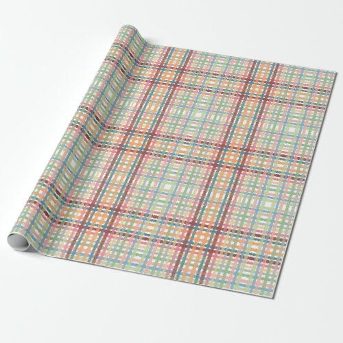 Dotted Pastel Plaid Pattern  Wrapping Paper