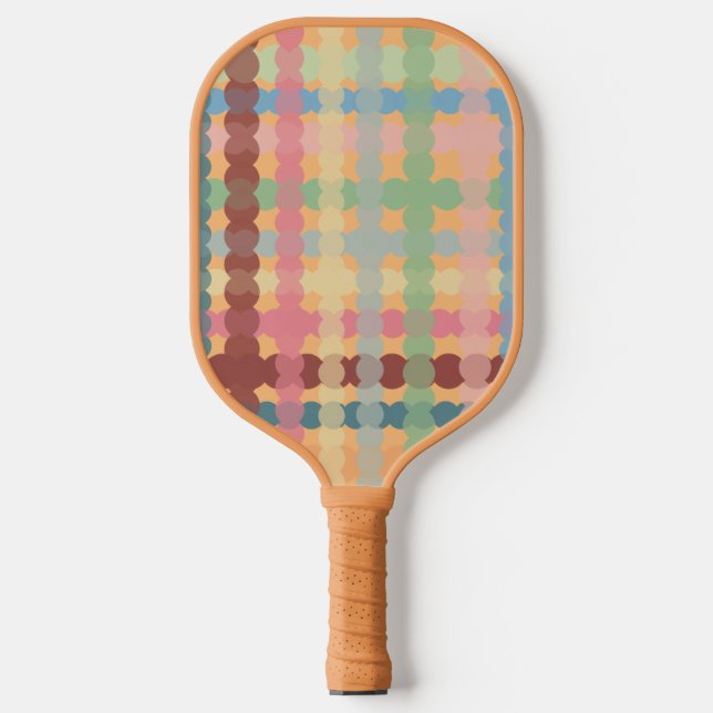 Dotted Pastel Plaid Pickleball Paddle (Front)