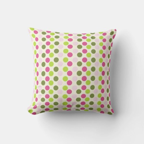 Dotted Pattern in Pink and Green Throw Pillow
