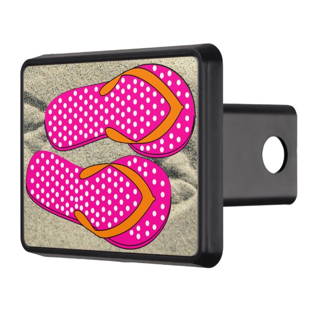 Dotted Pink Flip Flops Hitch Cover (Left)