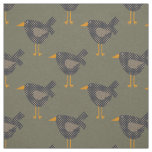 Dotted Prim Black Crows on Dark Green Brown Fabric