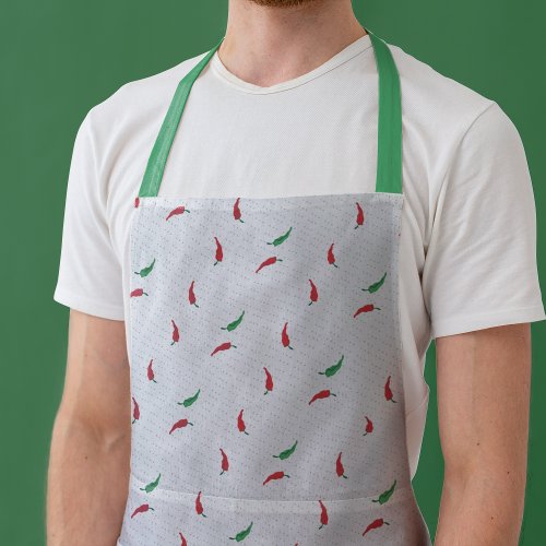 Dotted Red and Green Chile Pepper Pattern Apron