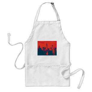 Dotted Red Retro Style Pop Art New York City Adult Apron