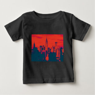 Dotted Red Retro Style Pop Art New York City Baby T-Shirt