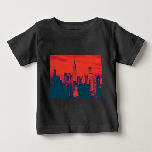 Dotted Red Retro Style Pop Art New York City Baby T_Shirt