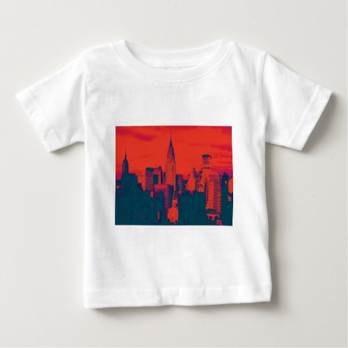 Dotted Red Retro Style Pop Art New York City Baby T_Shirt