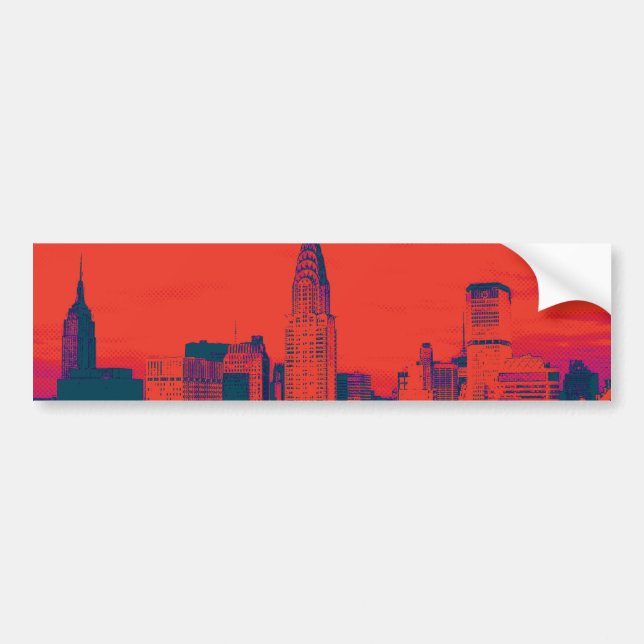 Dotted Red Retro Style Pop Art New York City Bumper Sticker (Front)