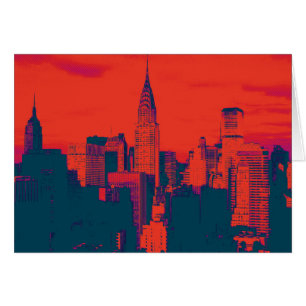 Dotted Red Retro Style Pop Art New York City Cards