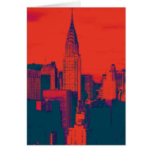 Dotted Red Retro Style Pop Art New York City Cards