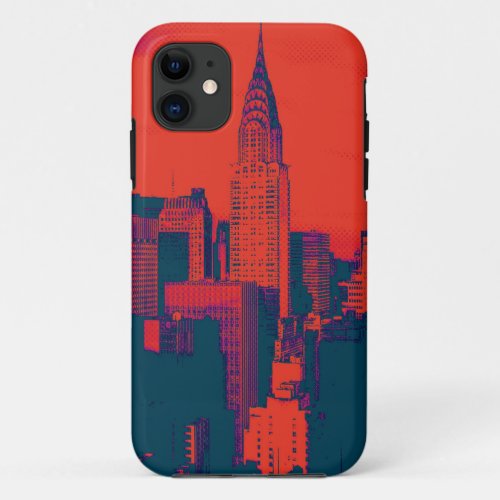 Dotted Red Retro Style Pop Art New York City iPhone 11 Case