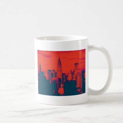 Dotted Red Retro Style Pop Art New York City Coffee Mug