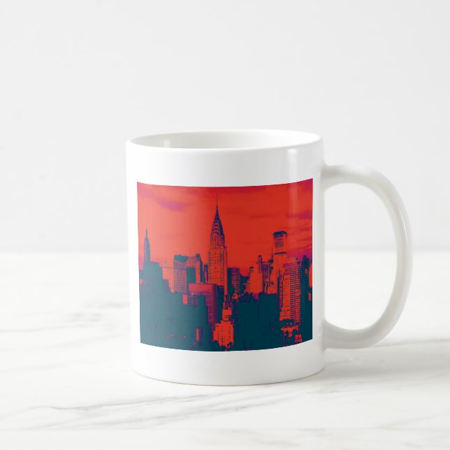 Dotted Red Retro Style Pop Art New York City Coffee Mug (Right)