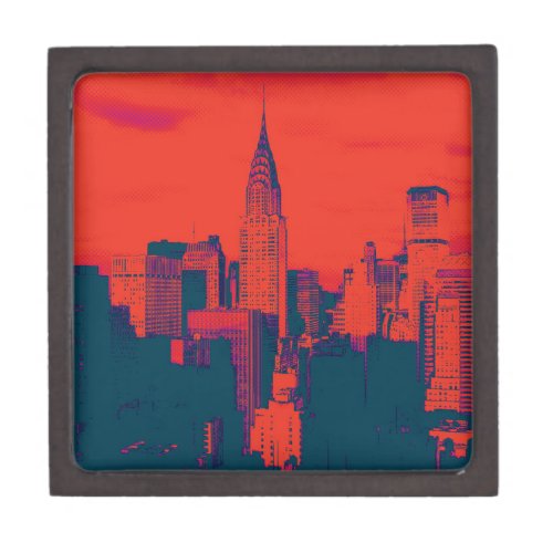 Dotted Red Retro Style Pop Art New York City Jewelry Box
