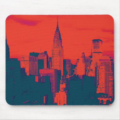 Dotted Red Retro Style Pop Art New York City Mouse Pad