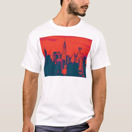 Dotted Red Retro Style Pop Art New York City T_Shirt