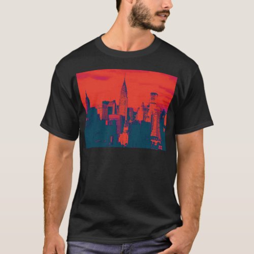 Dotted Red Retro Style Pop Art New York City T_Shirt