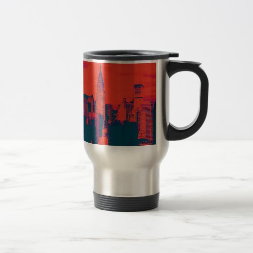 Dotted Red Retro Style Pop Art New York City Travel Mug